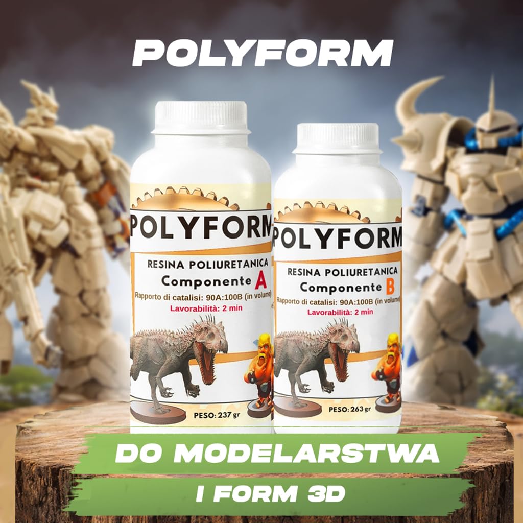 Resin Pro Polyform Wysoce płynna żywica poliuretanowa do odlewania. Odpowiednia do modelarstwa, majsterkowania, biżuterii i szybkiego prototypowania, beżowa - 4 Kg