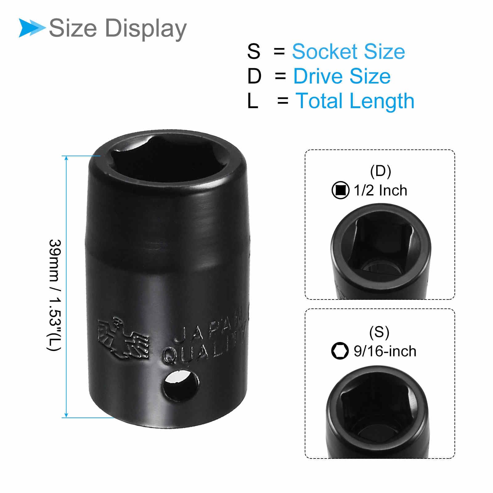 CoCud 6-Point Shallow Impact Socket, 1/2-Inch Drive 9/16-inch Socket, CR-V Axle Nut Impact Socket - Image 2