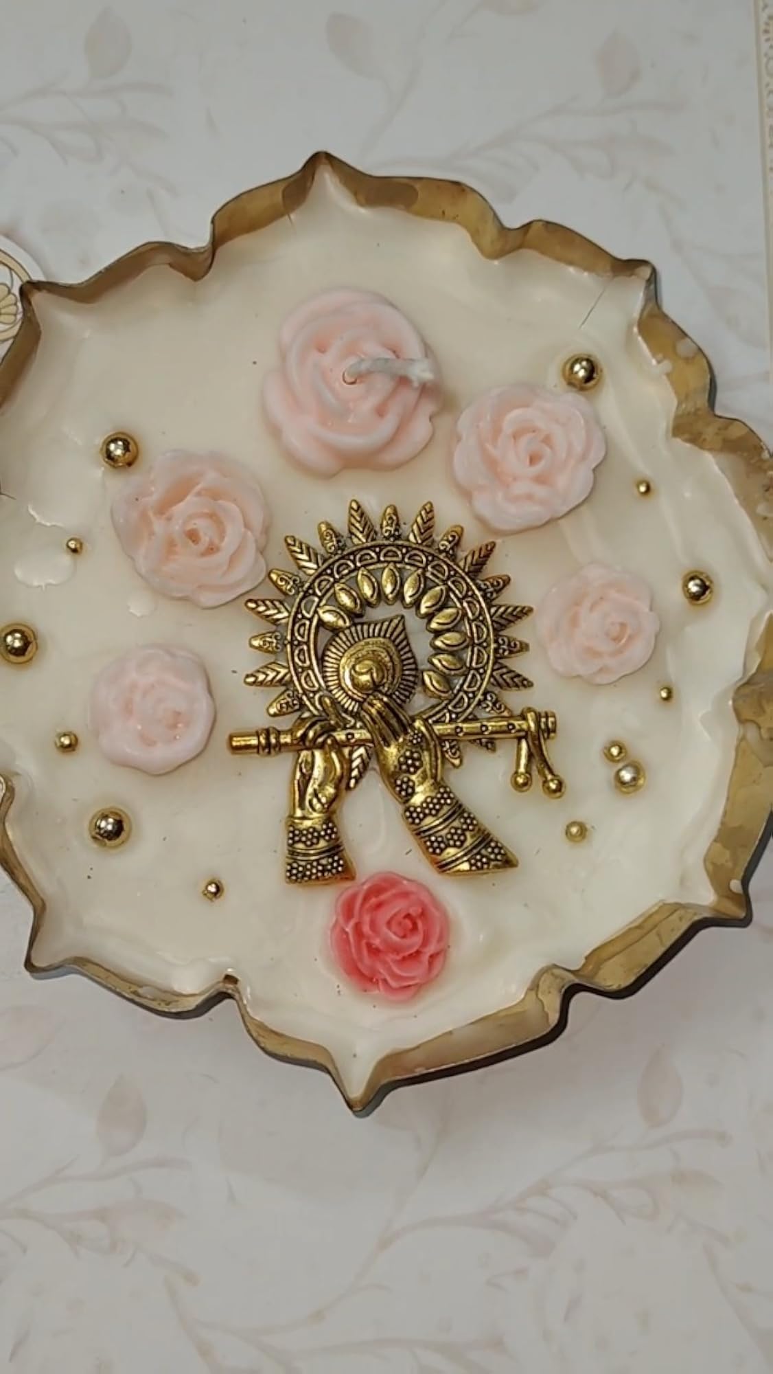 Krishna Rose Flower Decorative Candle