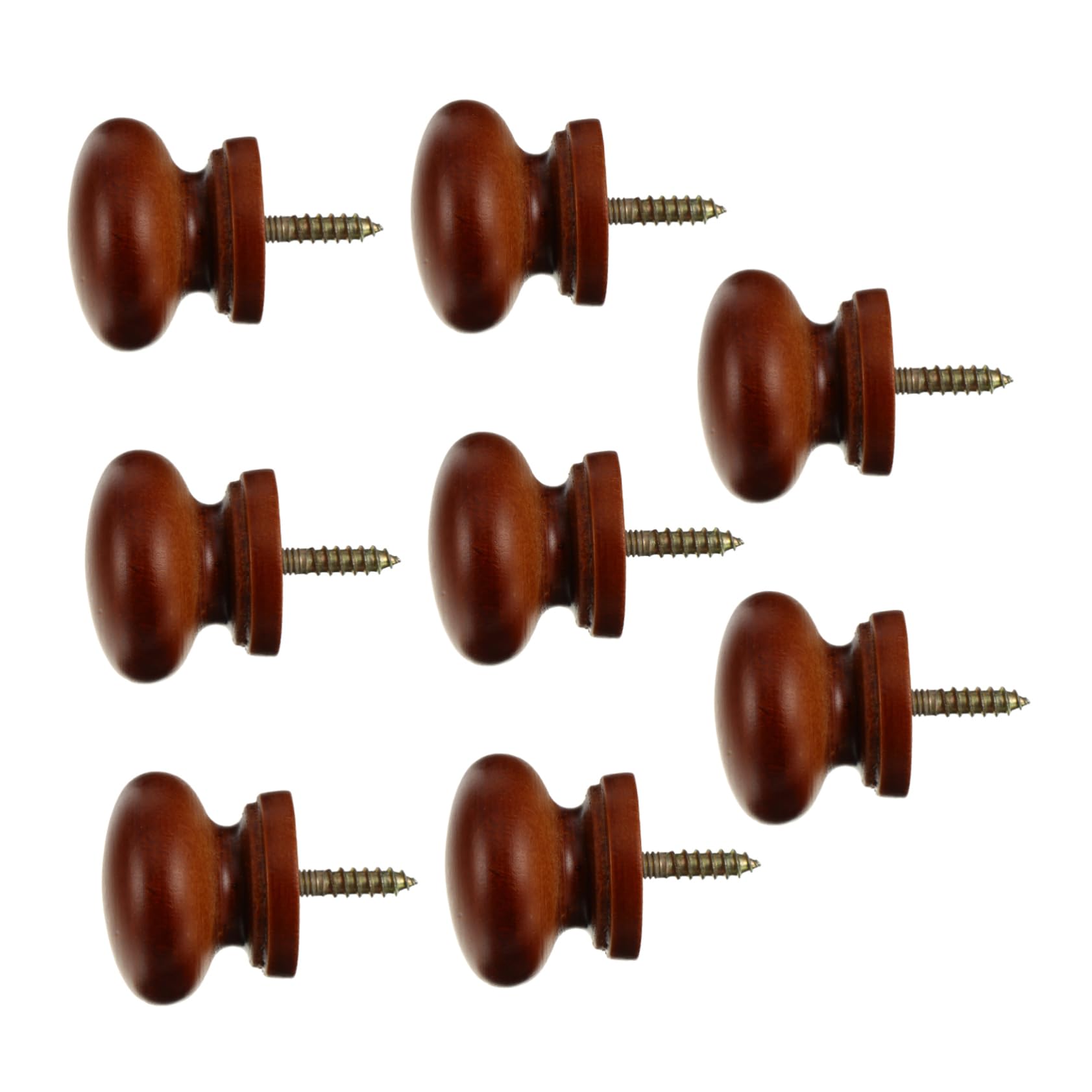 DOITOOL 8pcs Round Wood Cabinet Knobs with Sturdy Wardrobe Knobs for Cabinets and Furniture, Easy Installation Light Duty Wood Door Handles in Coffee Colour