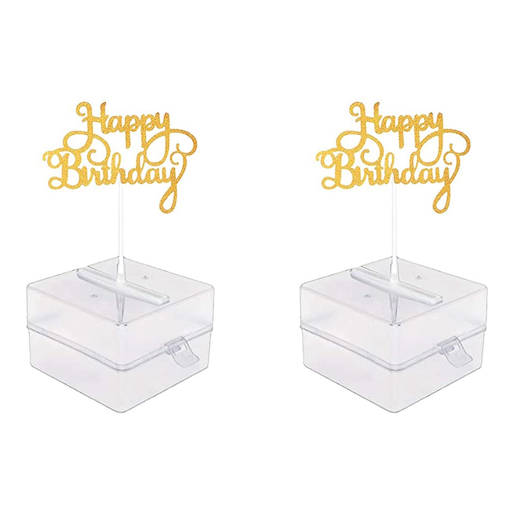 Hndhbfgrt 2X Cake Money Box Set, Money Pulling Cake Making Mold,Cake ATM Money Box with Gold Glitter Happy Birthday Cake Topper