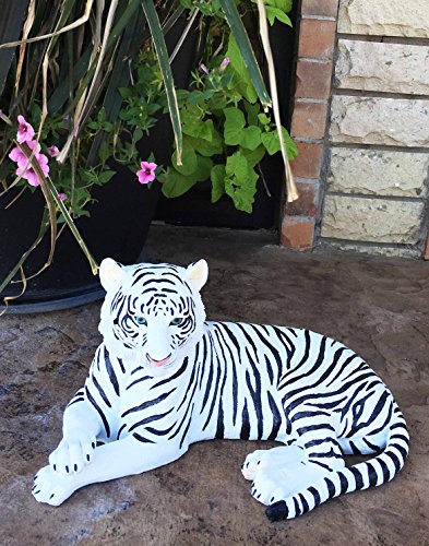 Ebros Large Exotic White Siberian Ghost Tiger at Rest 15.5