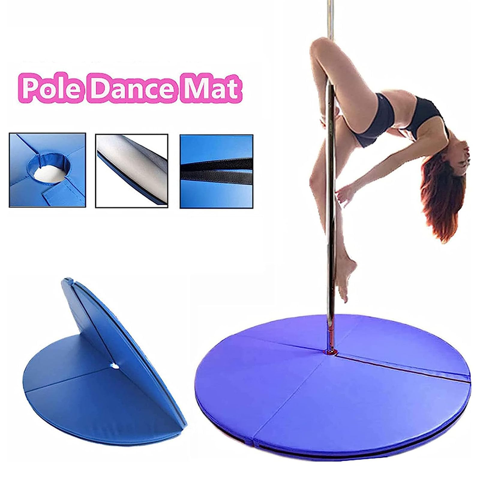 Tappetino pieghevole circolare per asta da ballo, esercizio ginnico, yoga, fitness, tappetino da ballo, assorbimento degli urti, spessore, imbottitura di sicurezza per club, feste, pub, casa