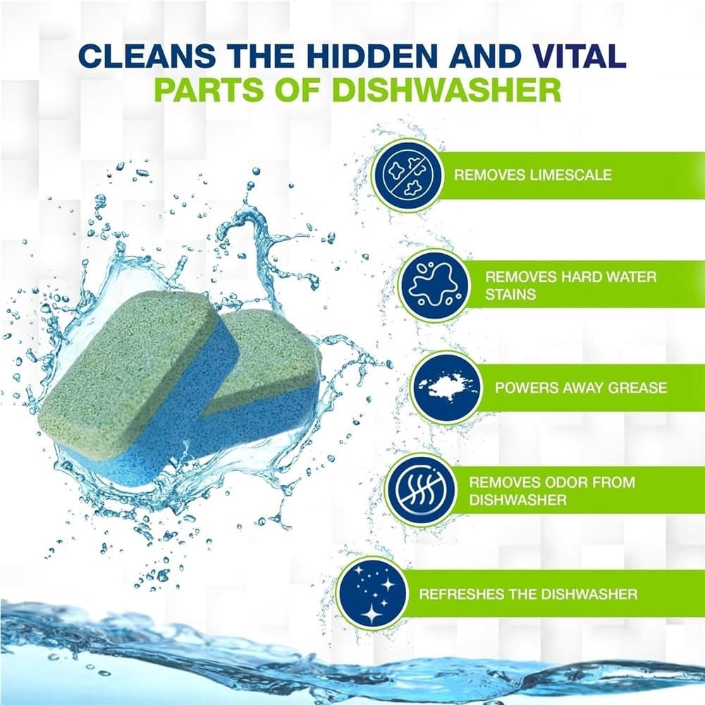 True Fresh Dishwasher Cleaner And Deodorizer Tablets 12-Pack, Remove Stains, Limescale, Hard Water & Mineral Buildups - Monthly Maintenance For Deep Cleaning(3Count (Pack of 3))