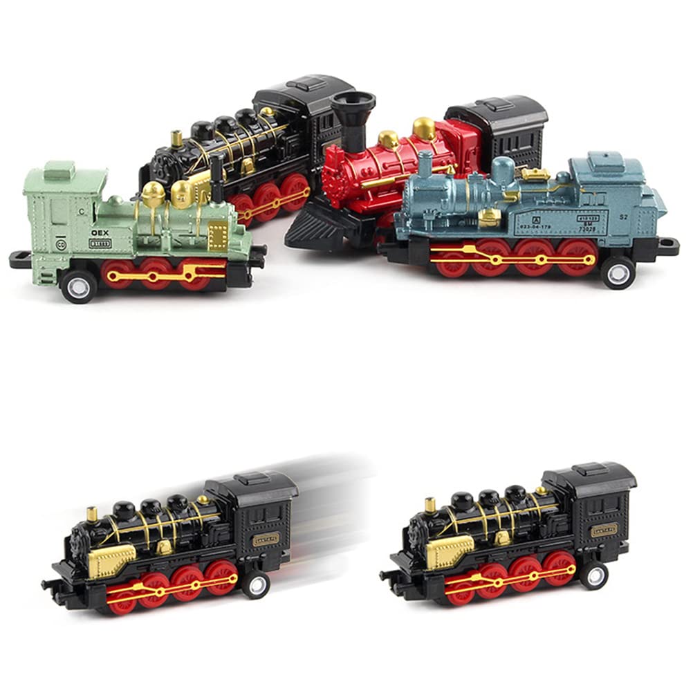 Mini Alloy Retro Steam Train Toy Kit Simulation Pull Back Simulation Steam Train Model Toys for Boys and Girls Gift (c) - Image 3
