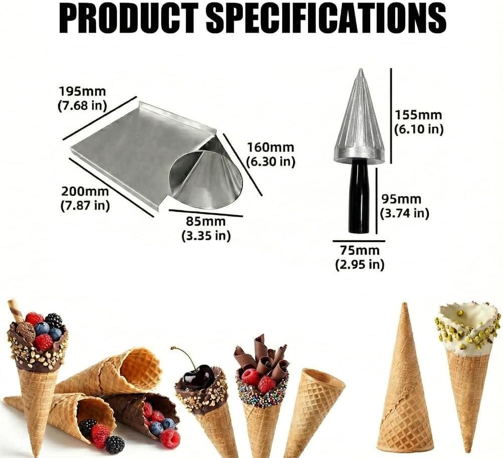 Eiswaffel-roller, Strapazierfähiges Formwerkzeug Aus Aluminiumguss Für Waffeltüten, Mit Komfortablem Griff Und Rutschfester Basis, Zur Herstellung Von Knusprigen Frühlingsrollen Und Gebäckhüllen
