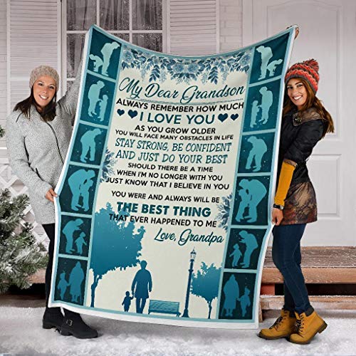 Mr.Jyotis to My Dear Grandson I Love You Love Grandpa Blanket Romantic Gift for Lover Wife to My Dear Grandson Blanket for Grandson from Grandpa Grandma to My Son Blanket - Fleece Blanket