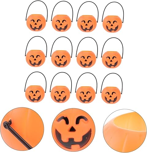 Miniatura 8 de 48 cubos de calabaza de plástico para dulce o truco, cubo de calabaza portátil, mini bolsas de mano, mini farol, cubo de calabaza de Halloween, para