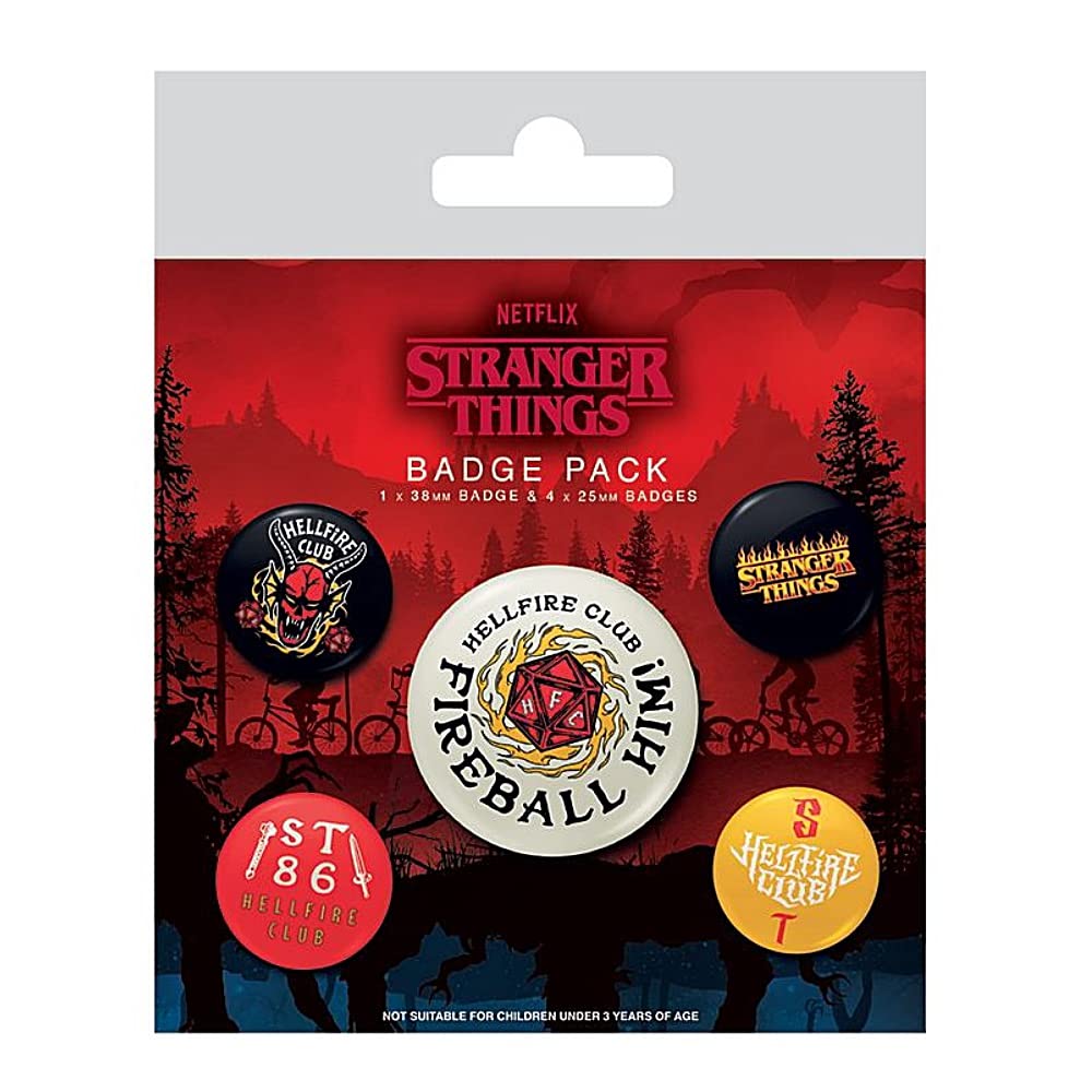 Stranger things 4 hellfire club lot de 5 badges