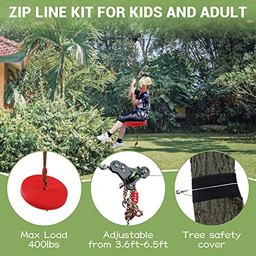 100 Foot Zip Line Kit for Kids and Adults, with Safe Spring Brake, 304 Stainless Steel Cable, Outdoor Zipline Toy for… - Image 3