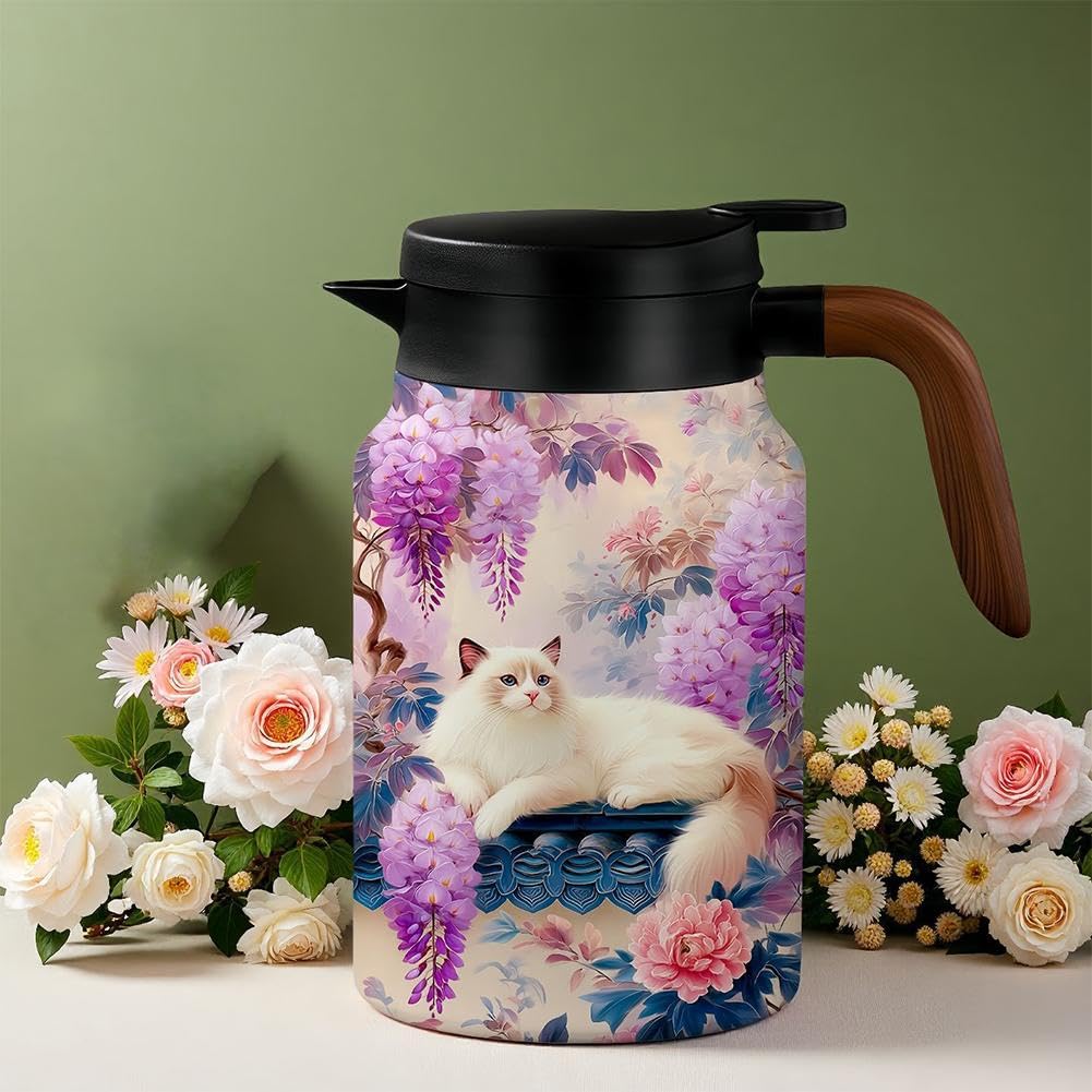 Caraffa termica con infusore integrato, teiera a doppia parete in acciaio inox per caffè caldo e foglie sfuse, elegante bollitore per casa e ufficio, capacità 1500 ml