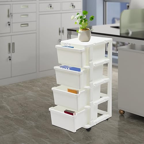 Miniatura 4 de LOYALHEARTDY Organizador de cajones, caja de almacenamiento para el hogar con 4 cajones, caja de almacenamiento de cosméticos con 4 cajones