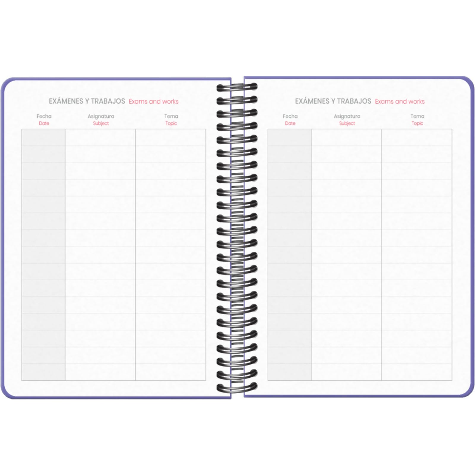 Dohe, School Planner 2025 2026, Week to View, A5 Size (15x21 cm), Spanish and English, Double Spiral Binding and Elastic Band - Image 4