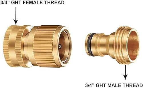 Miniatura 6 de AINEED Manguera de jardín de conexión rápida, manguera de rosca de latón macizo de 34 pulgadas, conectores rápidos, manguera de agua sin fugas,