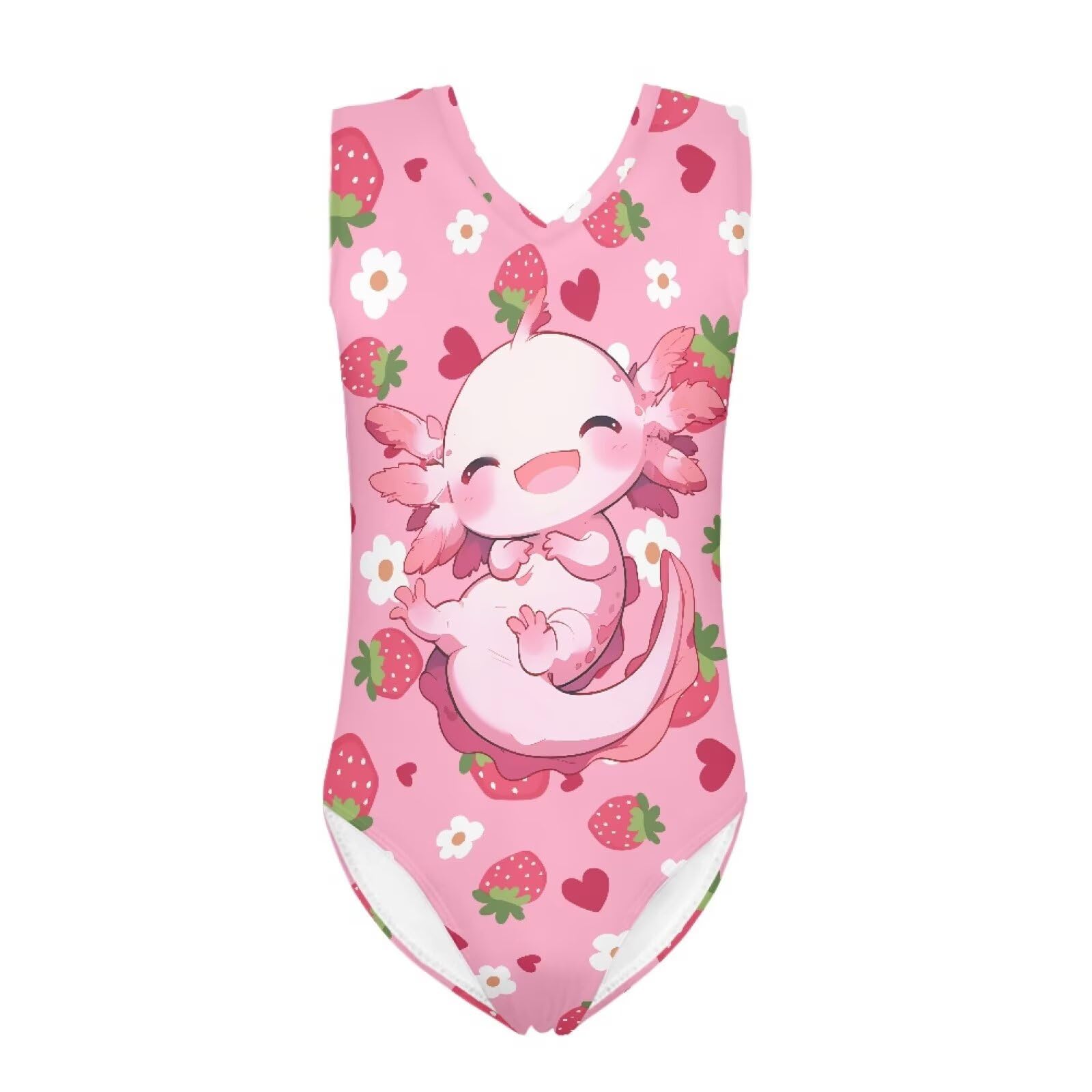 Girls Swimsuits Size 3-14 Kids Summer Sleeveless One Piece Bathing Suit Beach V-Neck