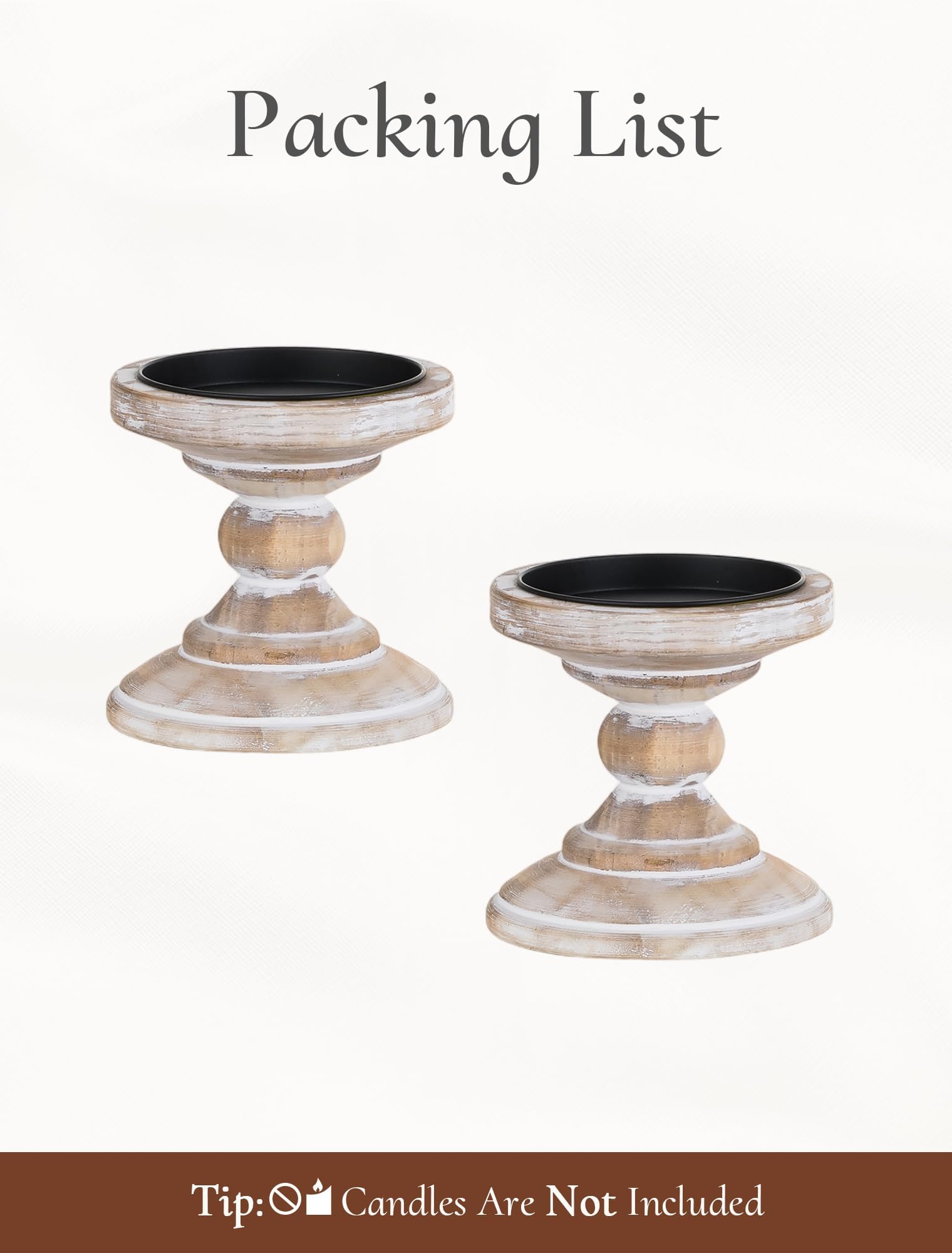 Portacandele in Legno: 2 Pezzi Porta Candele Rustici Bianchi Decorazione per La Casa Portacandele a Colonna per Centrotavola Candelabro Moderna per Camino Natale