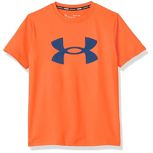 Under Armour boys Under Armour Boys' Short Sleeve Rashguard Rash Guard Shirt, Blaze Orange Sp22, Medium US