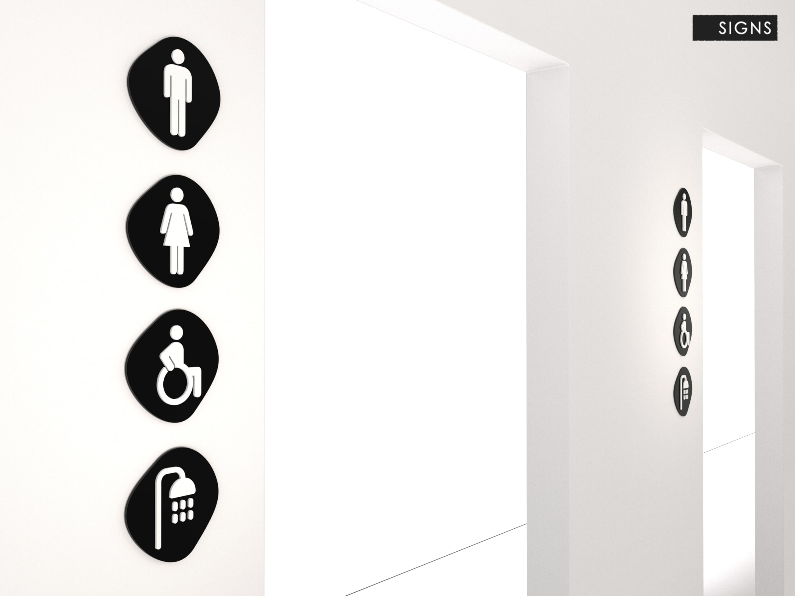 Plaque signalétique Toilette Homme Femme Handicapé Douche - Pancarte Toilette pour Porte Autocollant Pierre