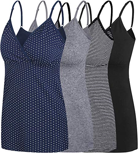 Image of Nursing Tops Tank Shirt Cami Sleep Bra for Maternity and Breastfeeding