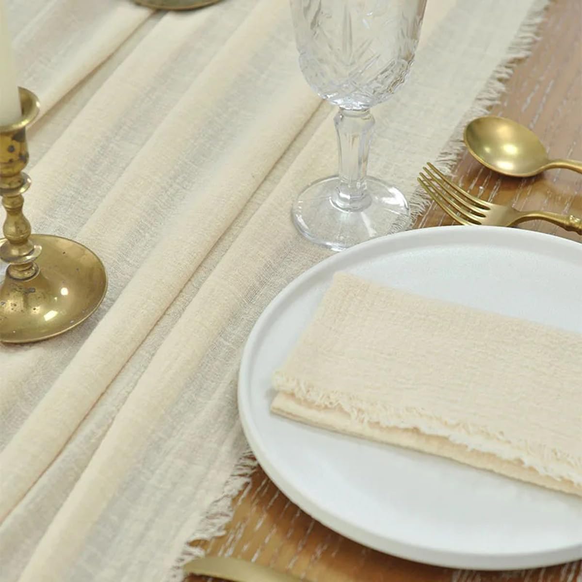 Chemin de Table, 40 x 300 cm, en Coton, pour Mariages, Anniversaires, décoration intérieure et fêtes, Couleur Blanc