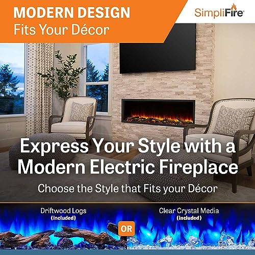 SimpliFire 55-Inch Scion Clean Face Indoor/Outdoor Linear Electric Fireplace (SF-SC55-BK)