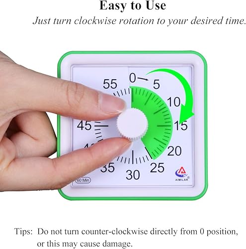 Miniatura 3 de AIMILAR - Temporizador visual de 60 minutos, temporizador silencioso, herramienta de gestión de tiempo para aula o reunión, reloj de cuenta