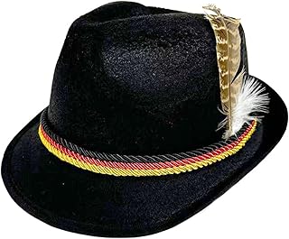 German Style Oktoberfest Hat for Adults Unisex Felt Bavarian Hat with Feather for Beer Festival Party