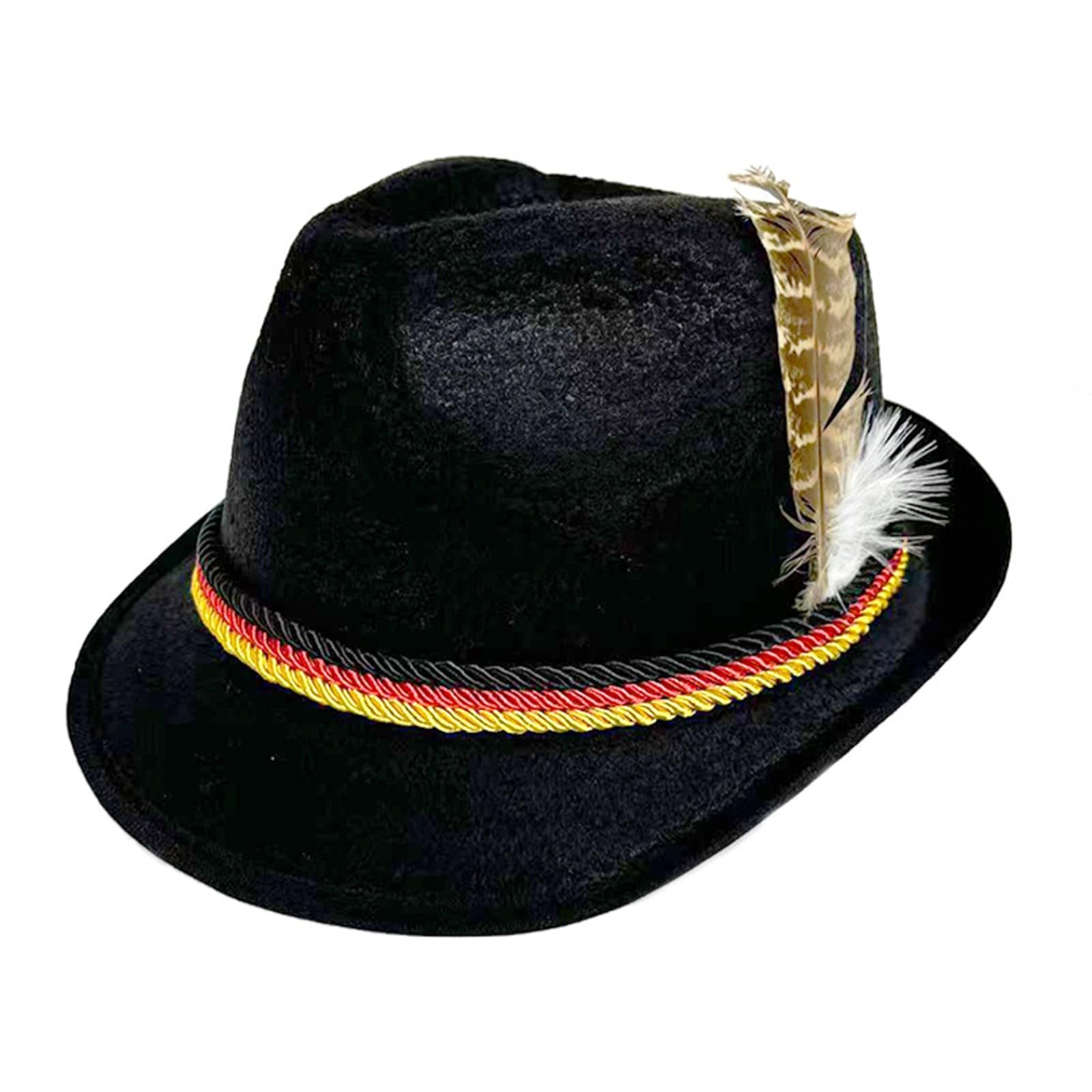 Deluxe Oktoberfest Hat Brown German Bavarian Hat with Feather, One Size - Ideal for Fancy Dress Accessory, Oktoberfest (Black) — image 1