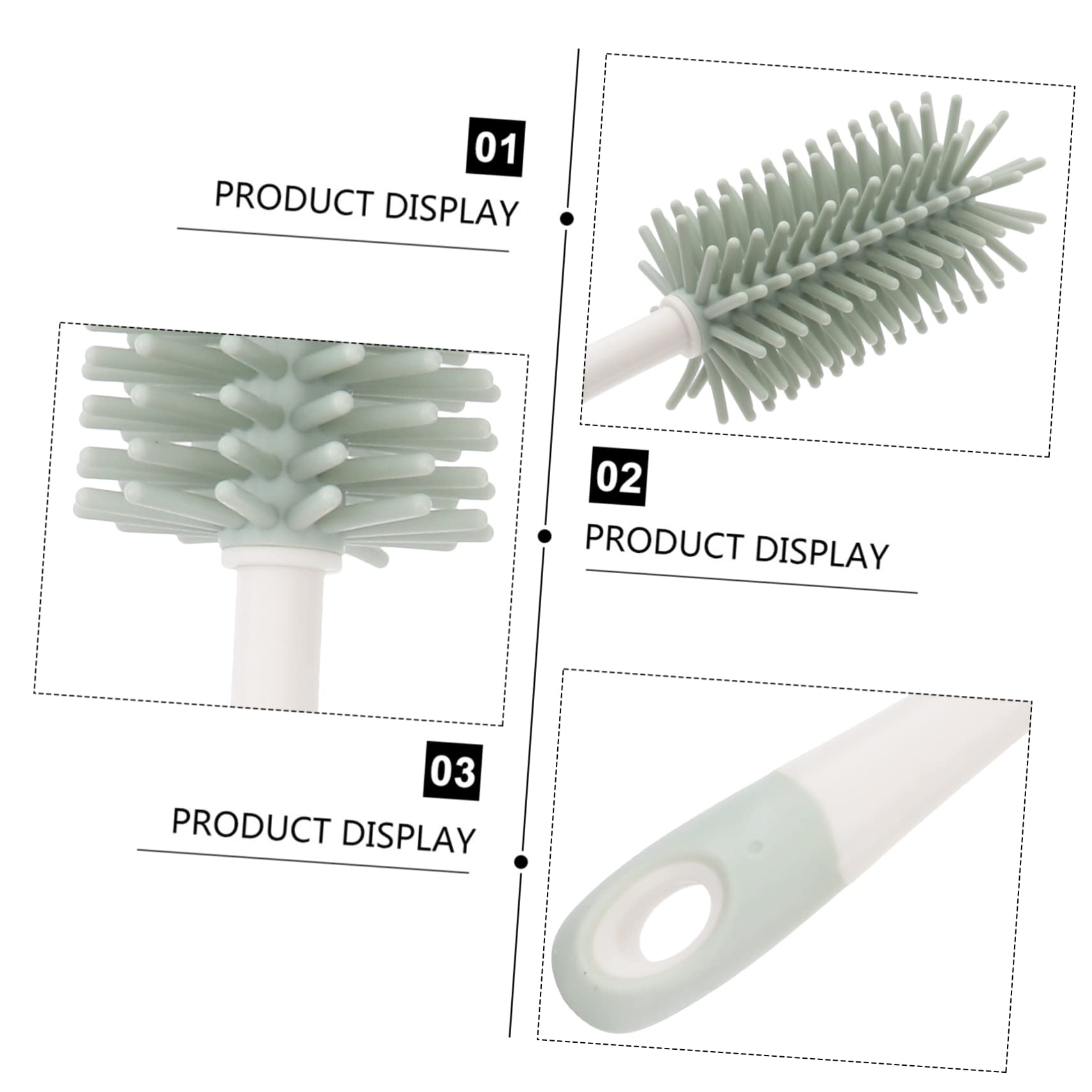2pezzi Spazzole Per Pulizia Biberon Silicone Con Manico Per Bottiglie e Contenitori Con Angoli Difficili Da Raggiungere Verde