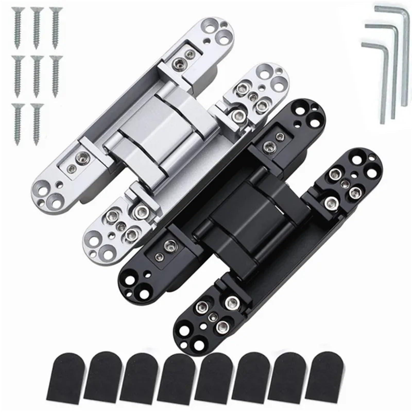 Flush Bolt for Double Door 2PCS Invisible Door Hinges, Hidden, Adjustable Cross Wooden Outward Opening(80KG-Black)