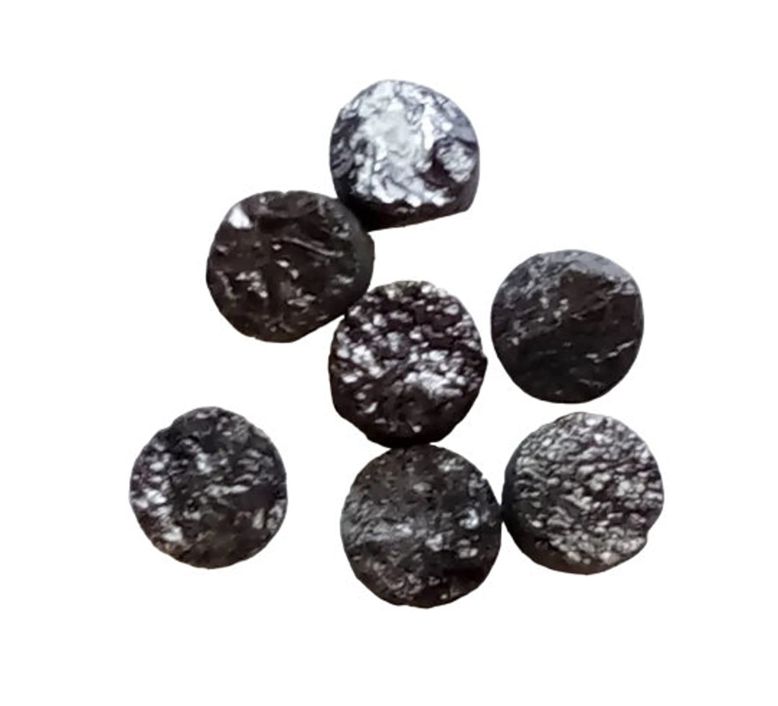 Dischi diamantati grezzi, pneumatico diamantato nero naturale, borchie diamantate 1 pezzo, forma di bottone diamantato grezzo per gioielli - Ppd701 per donna, nero, 7-7,3 mm