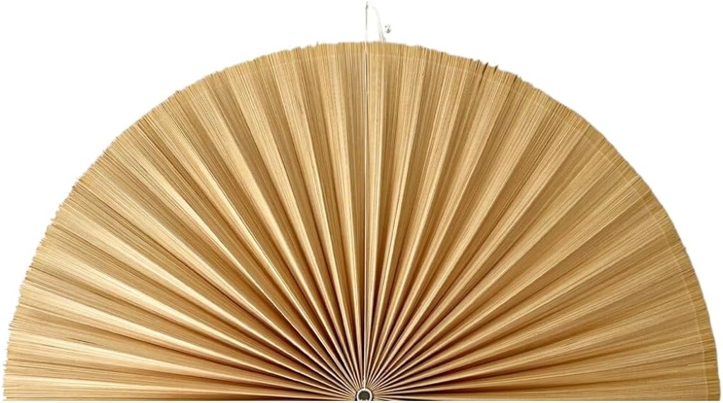 Bamboo Half Circle Window Shade, Arched Windows Shade, Fan Shaped Blinds for Half Moon Coverings, Light Filtering Pleated Shade Half Circle, No Tool No Drill, Easy to Cut and Install (Ivory 60 inch)
