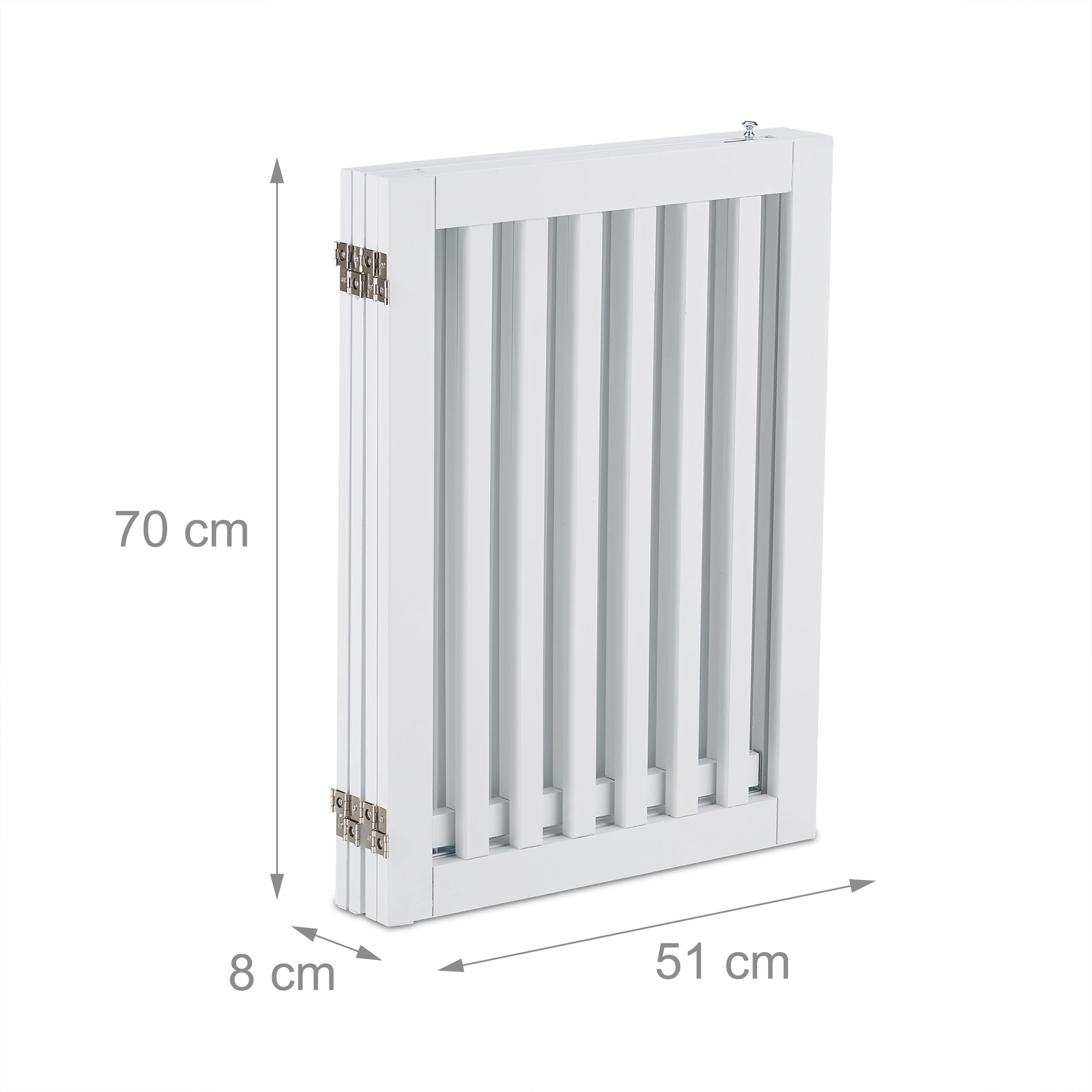 Relaxdays Cancelletto per Animali con Porta, HxL: 70 x 207 cm, Barriera Protettiva per Scale, per Cani e Gatti, Bianco