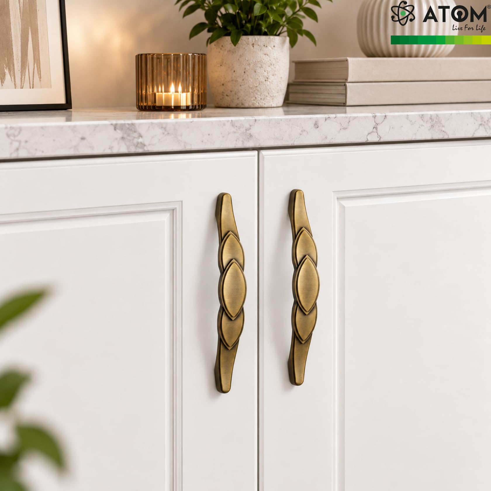 Antique Brass Cabinet Handles - Set of 2 -5 Antique Brass Cabinet Handles - Set of 2 -5