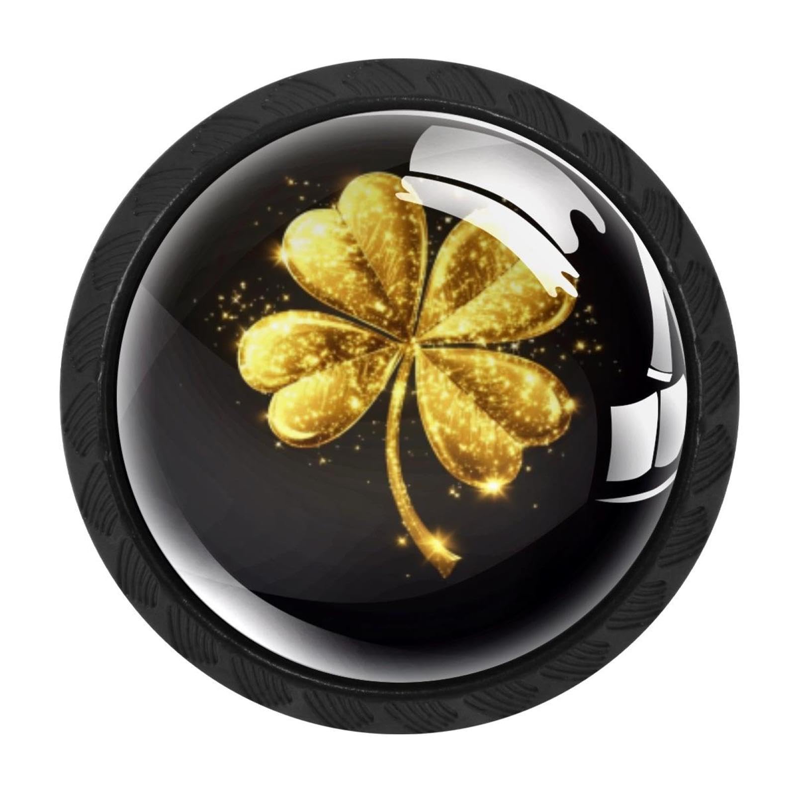 Chenzzzz Multicolored 15 4 Pcs Gold Four Leaf Clover (1) Cabinet Knobs Crystal Drawer Pulls For Kitchen, Bathroom Cabinet, Dresser And Cupboard