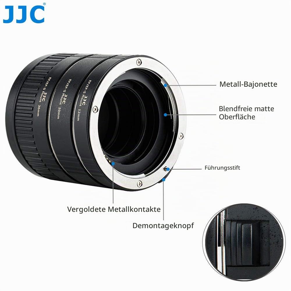 JJC Autofokus Makro Zwischenringe (AF) mit TTL-Belichtung für Makrofotographie 12mm 20mm und 36mm (Passen für Canon EOS EF/EF-S Mount Kameras)