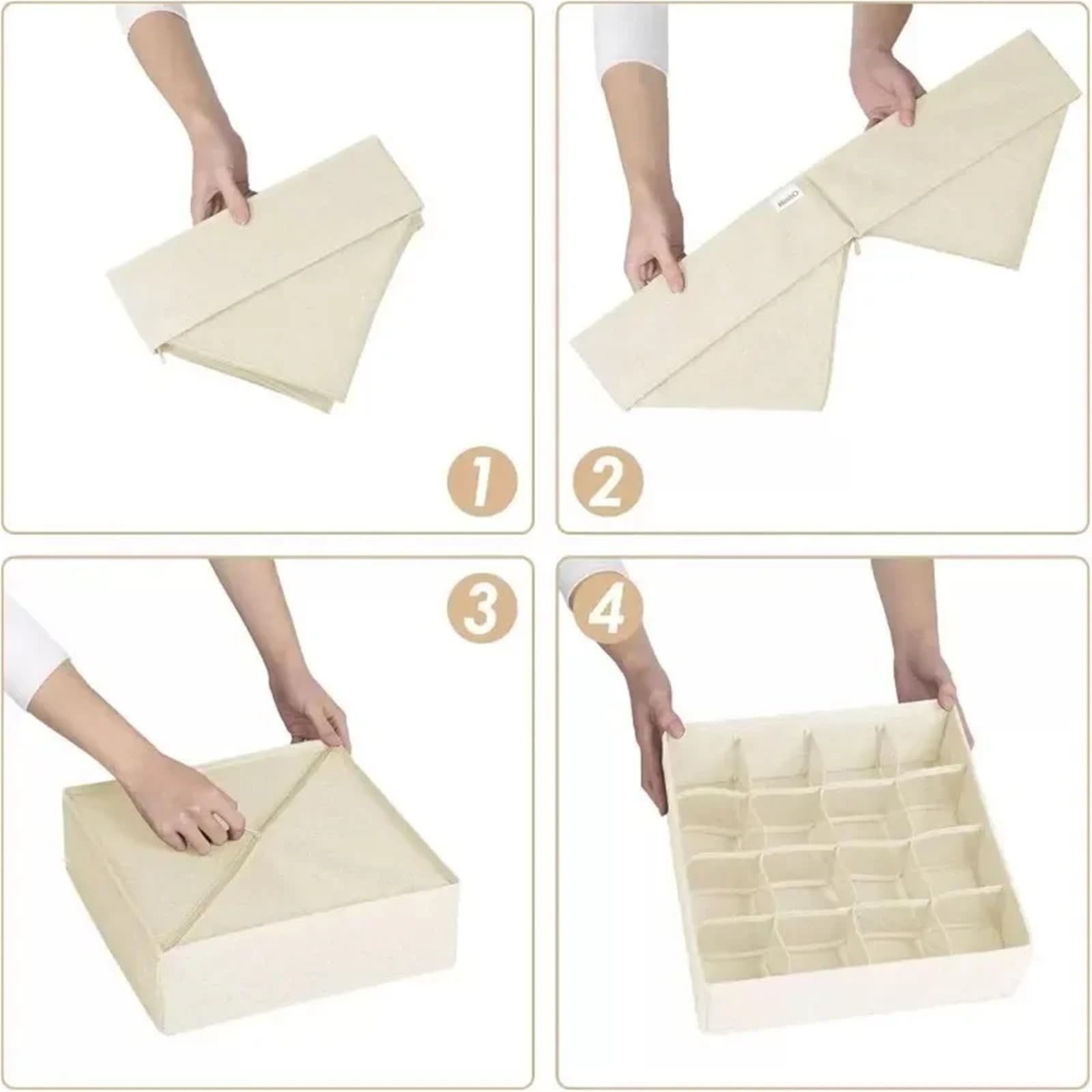 Organizador Calcetines Caja de almacenamiento de ropa interior, juego de seis piezas plegable no tejido, acabado de cajón de calcetines, sujetador, 4 Uds./1 Juego(Yellow-4pcs)