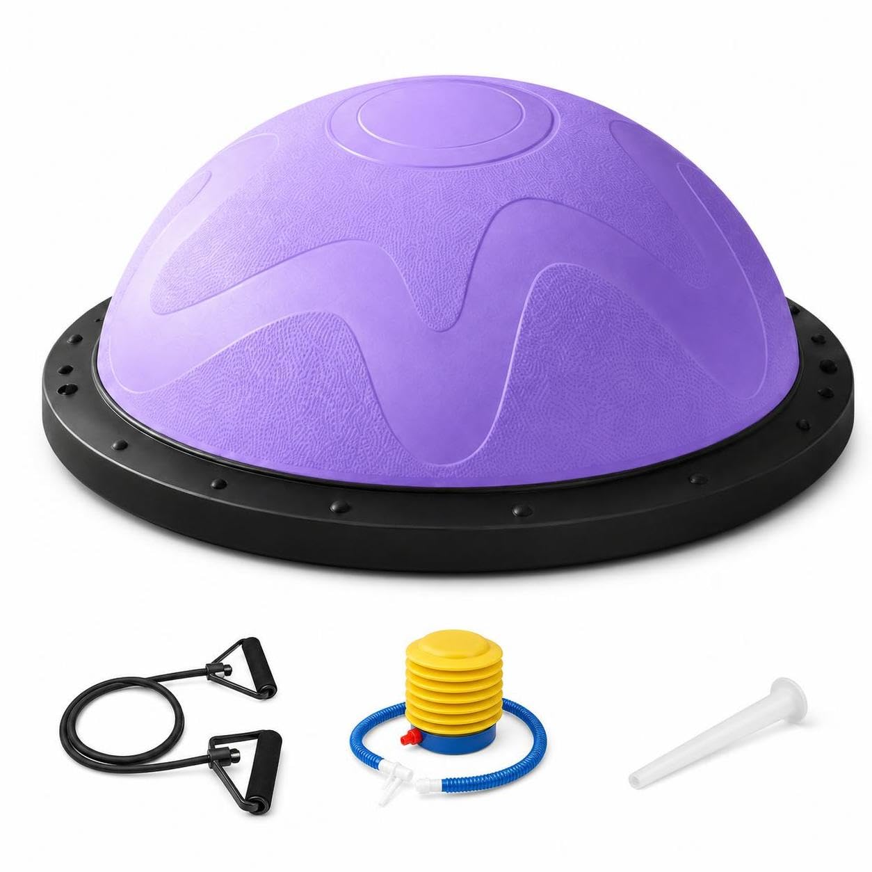 Balance Semisfera Equilibrio con Elastici - Mezza Palla Fitness per Allenamento e Postura - per fitness, Viola