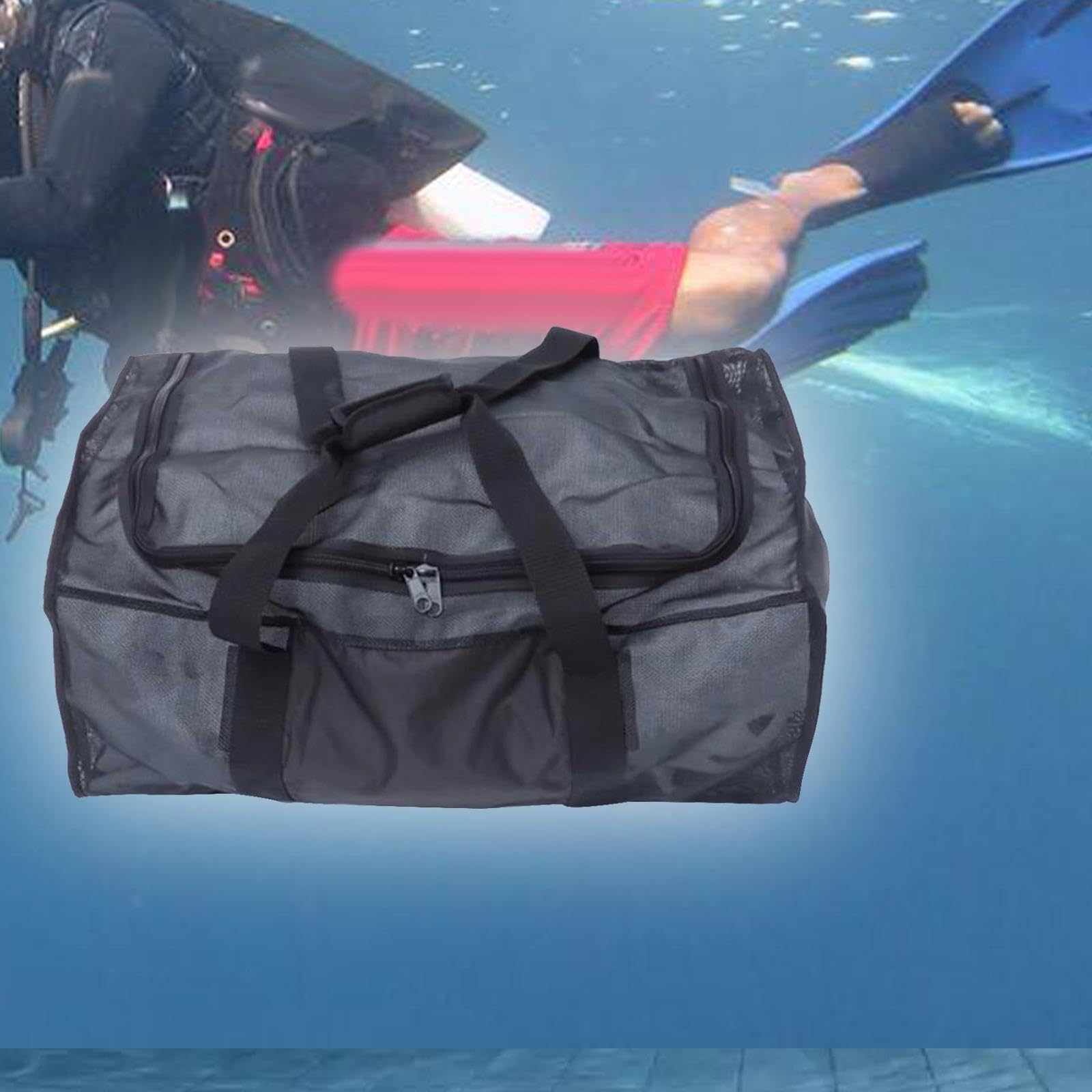 Borsa per Immersioni Subacquee, Borsa Impermeabile per Attrezzatura, Borsa a Rete Traspirante E Versatile con Tasca Esterna E Scomparto Separato,