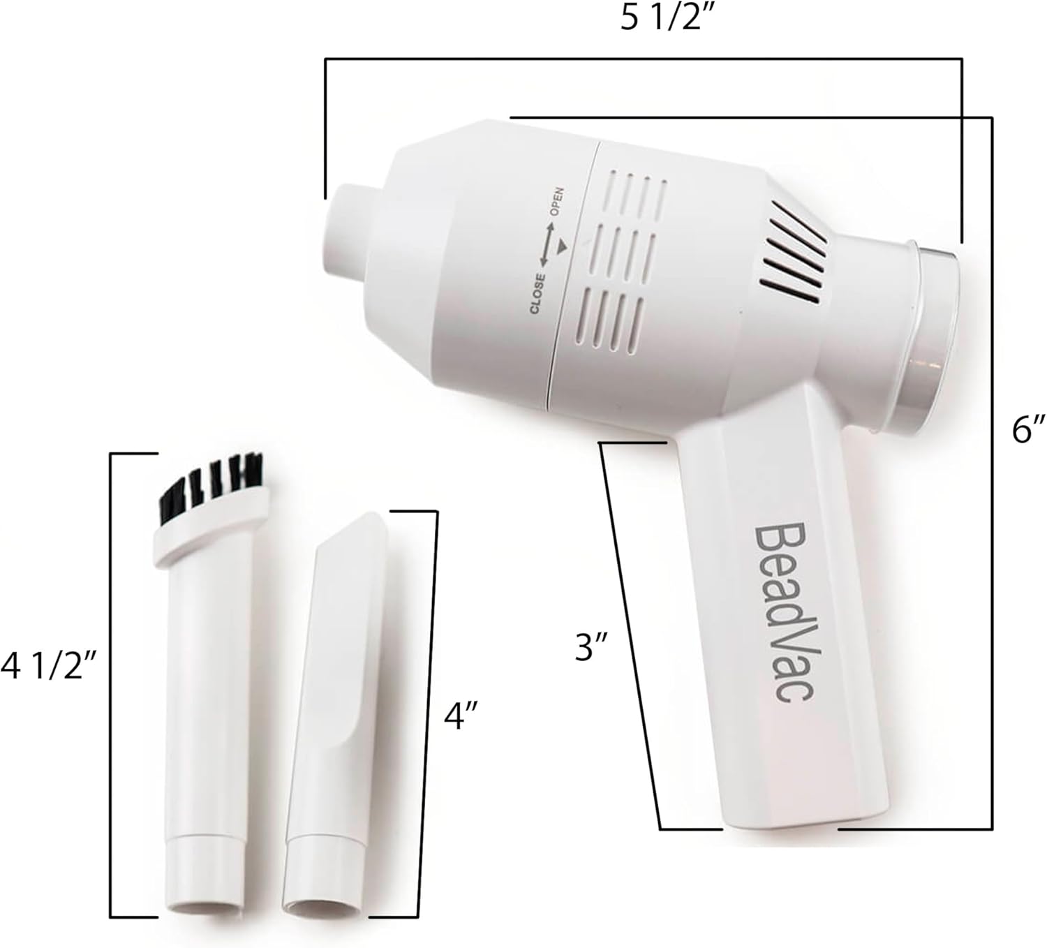 PotomacBeads BeadVac Handheld Cordless Small Vacuum for Beading and Crafting - Clean up Fast with attachments (White)