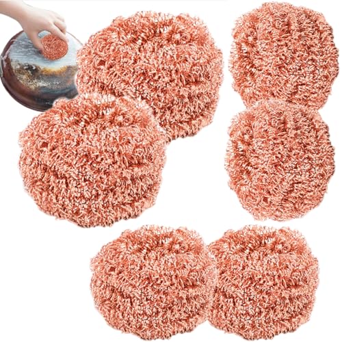 6Pcs Brosse De Vaisselle, Brosses De Cuisine pour Plats avec Tampon À Récurer, Cuivre Grattante Heavy Duty De Cuisine Pots, Éponges Métalliques pour Nettoyer