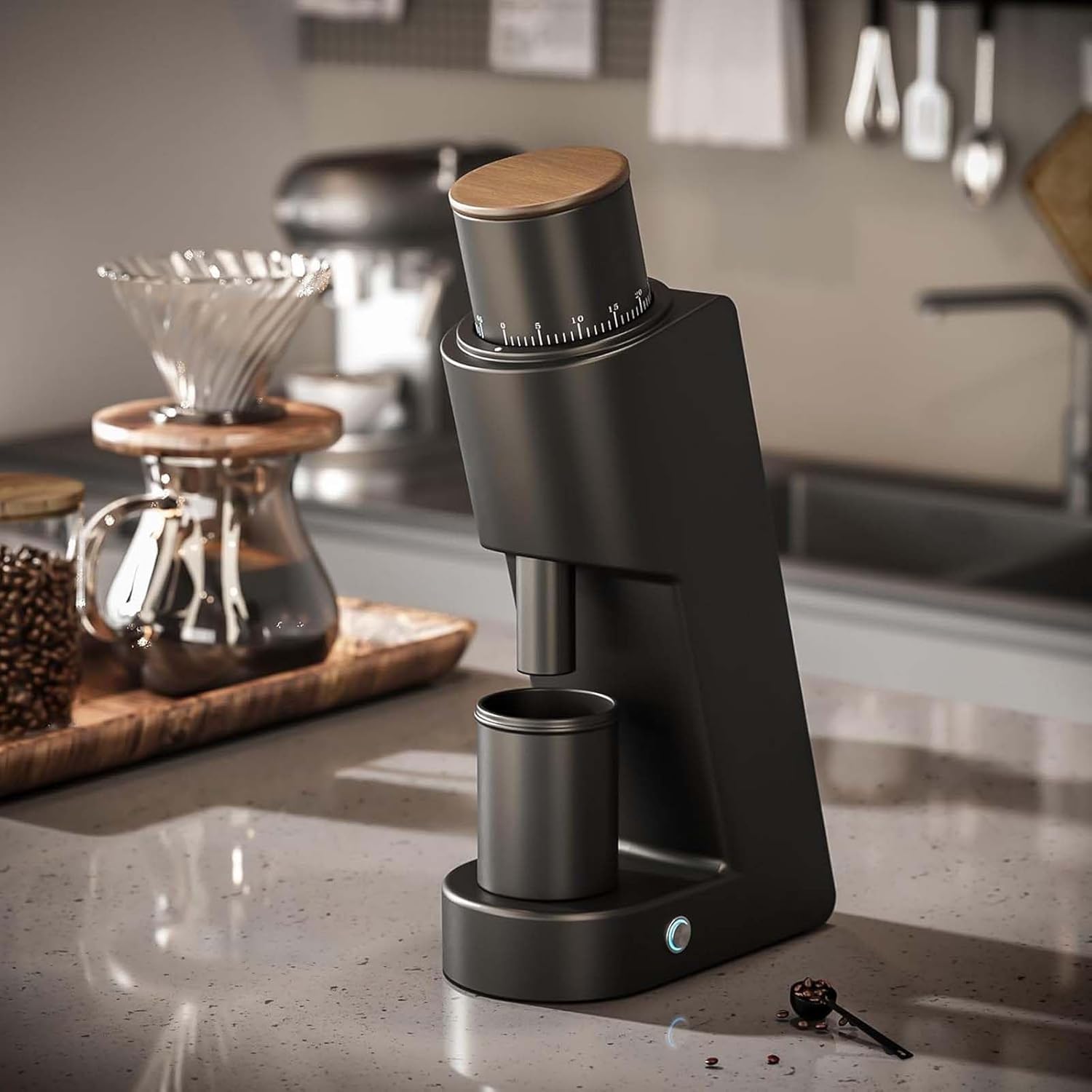 Electric Conical Burr Coffee Grinder, Single Dose Coffee Bean Grinder with Brush, 30g Capacity Hopper, for Home Use/Espresso/Pour Over/Drip/French Press, Infinite Adjustable,White