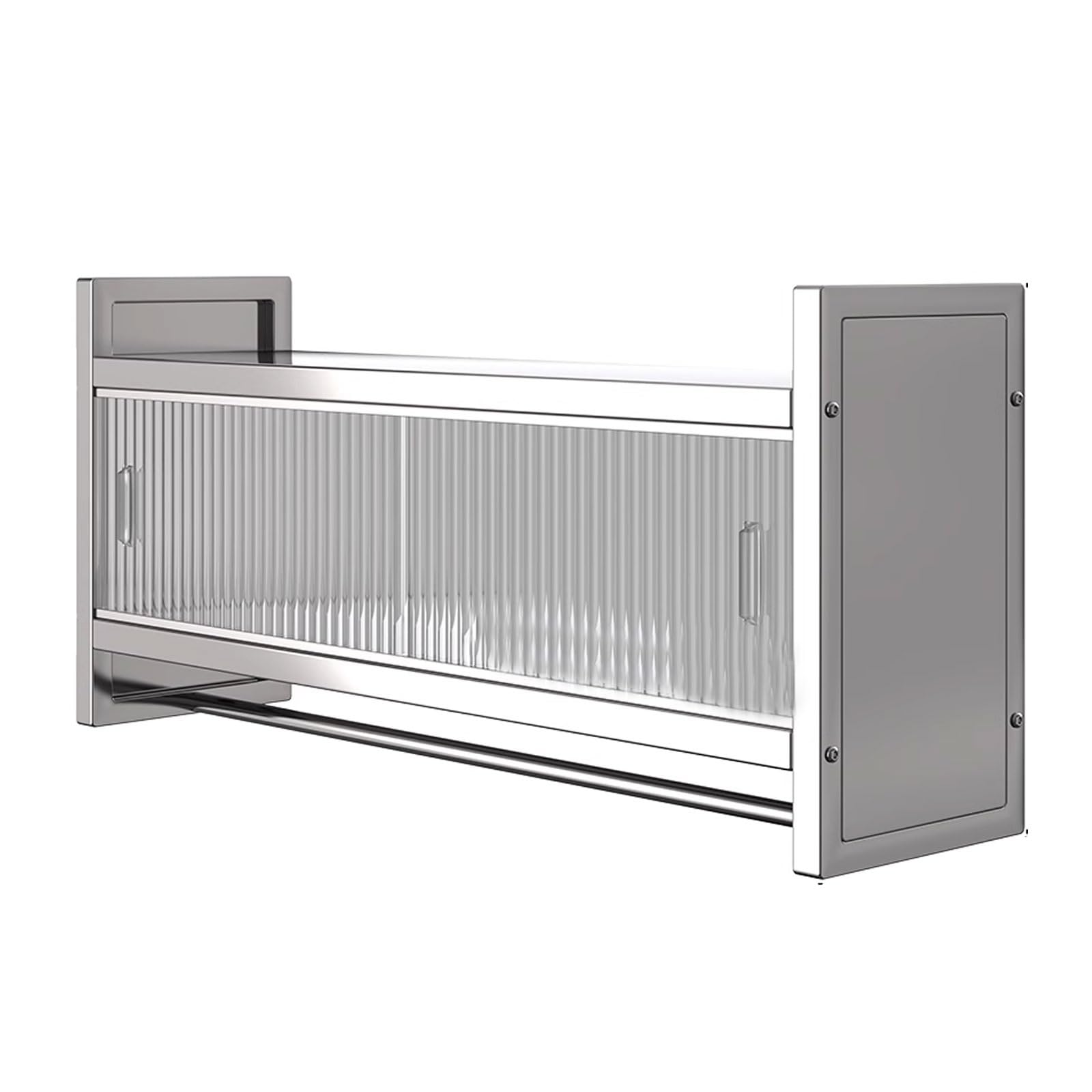 Wandschrank, Küchenaufbewahrung mit Schiebetür und Hängestange, Edelstahl, großes Fassungsvermögen, mehrere Seitengeländer, ideal für Garage und Heimorganisation