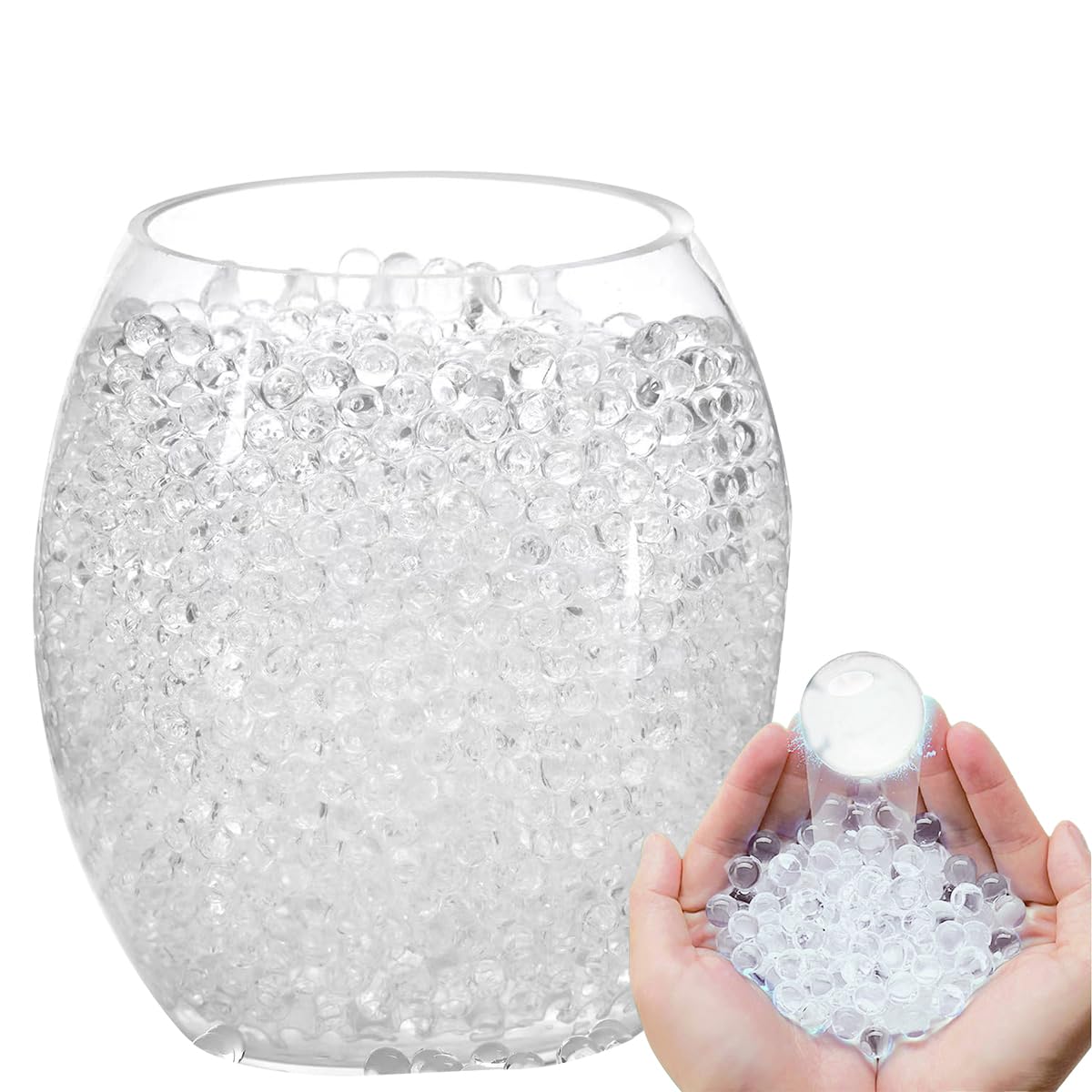 Ruayia Water Beads [50,000 Pieces] Colourful Beads, Decorative, Non-Toxic, Organic, Colourful, Gel Beads for Flowers and Plants, Gel Balls Degradable - Transparent