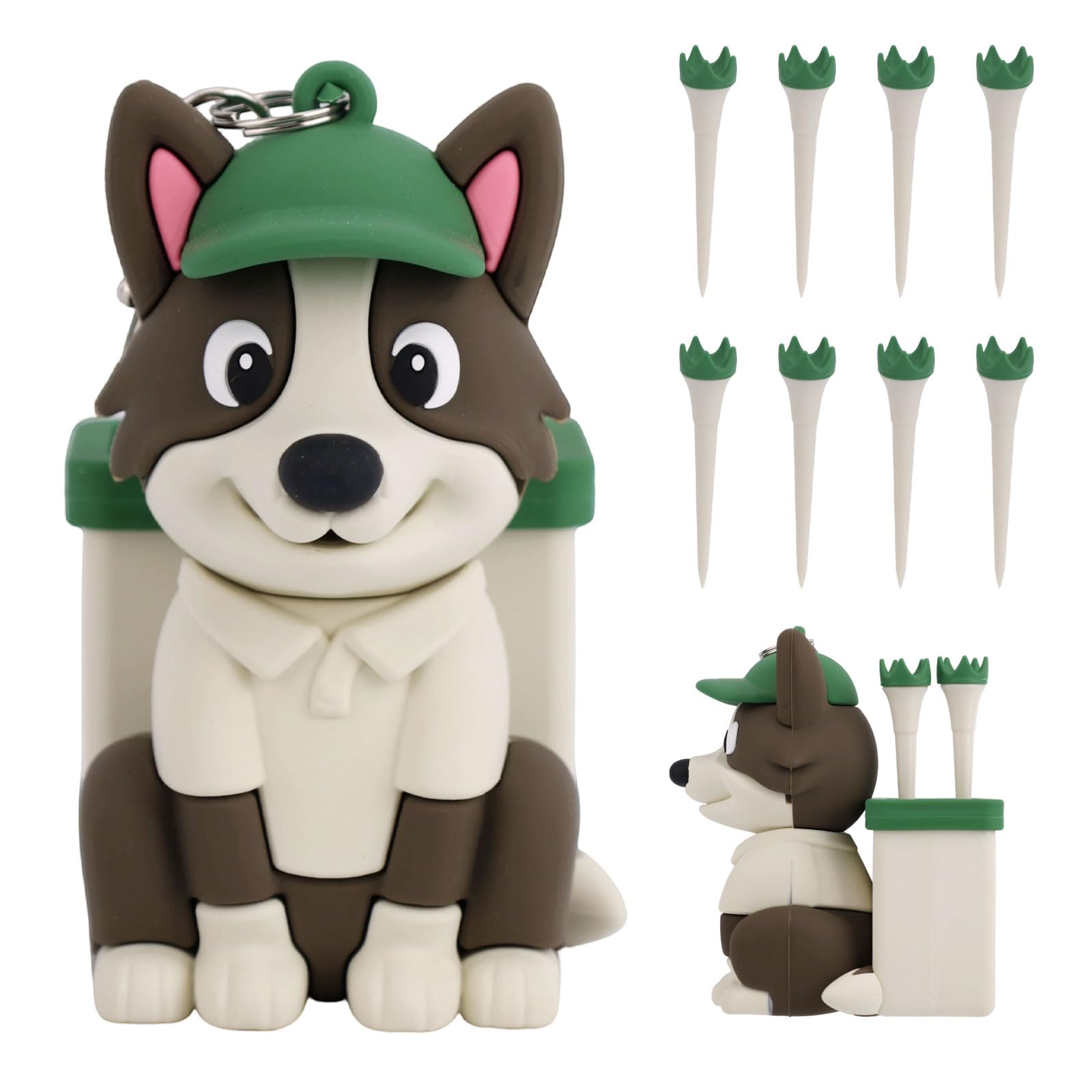 Penitue Dog Caddy Golf Tee Holder Bag Accessories, Including 8 Golf Ball Tees Creative Cute Puppy Holder Set for Women Men Golfers Attaching to Backpack Shoulder Bag Belt — image 1