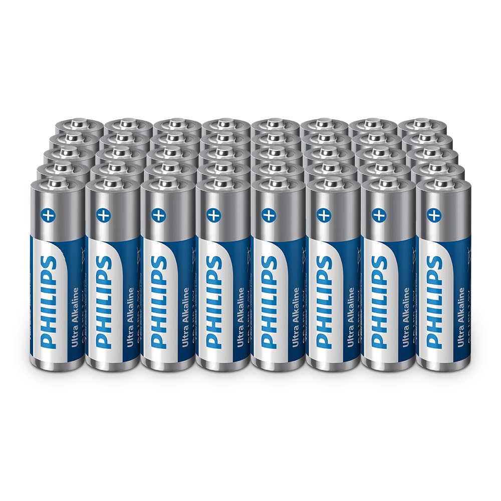 Philips Philips Ultra AA Alkaline Batteries - Long-Lasting Power for Remotes, Toys and Clocks, Pack of 40