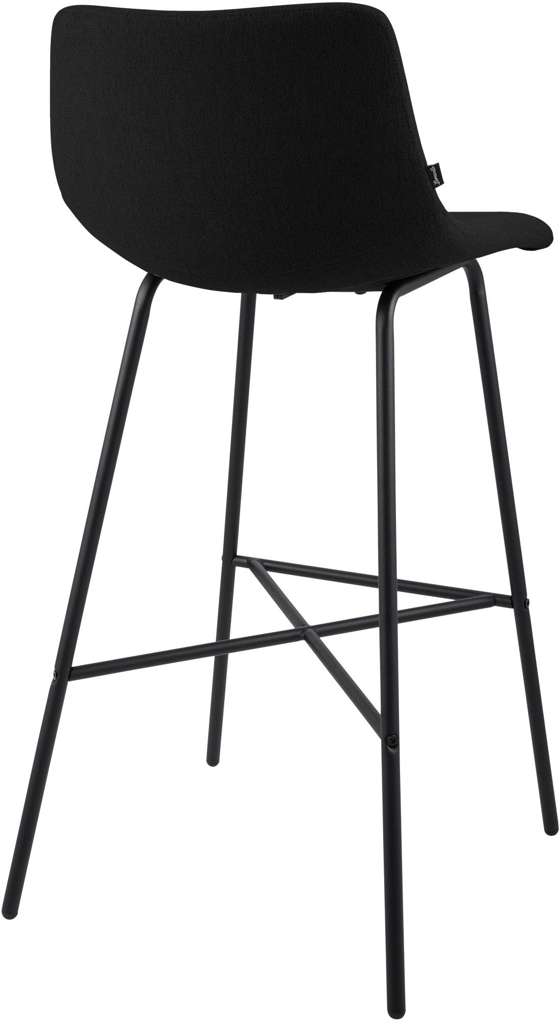CLP Taburete de Bar Acolchado Altona, Silla con Respaldo y reposapiés, Taburete Moderno para Cocina, Estructura de Metal Negro Color Negro Material Tela