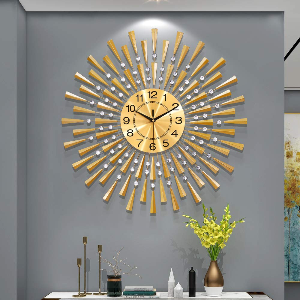 Photo 1 of ***USED - LIKELY MISSING PARTS - UNABLE TO VERIFY FUNCITONALITY***
FLEBLE Large Wall Clocks for Living Room Decor Big Modern Silent Wall Clock Battery Operated Non-Ticking for Office Kitchen Bedroom Home Decorative Round Gold Metal Crystal Wall Watch Cloc
