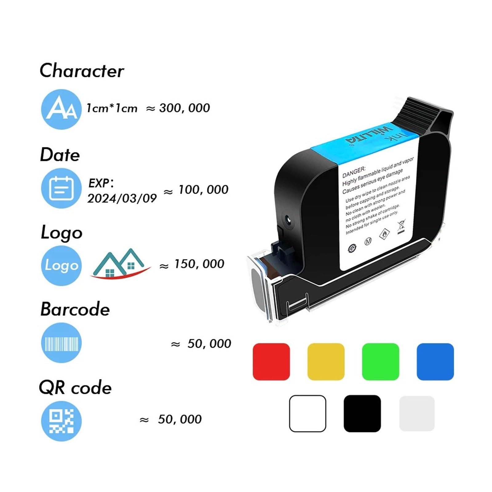 Cartuccia inchiostro eco-solvente 25,4 mm multicolore asciugatura rapida