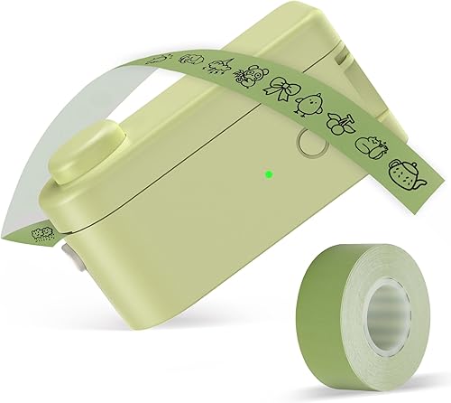Makeid Máquina etiquetadora con cinta, compatible con cinta impermeable de 9120.630 in, etiquetadoras portátiles y recargables con cortador